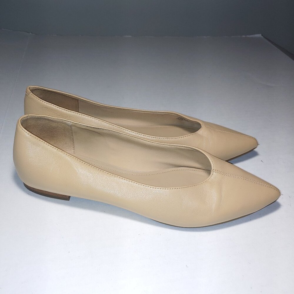 Marc Fisher Pointed Toe Leather Ballet Flats Size 9.5 Cream